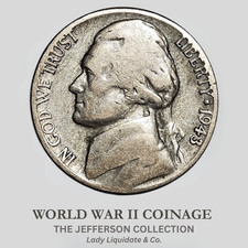 U.S. World War II 1943-S Jefferson Nickel – Large Wartime Mint Mark – 35% Silver picture
