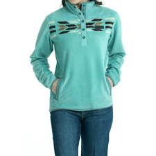 Cinch Ladies Fleece 1/4 Snap Aztec Turquoise Pullover MAK9909002 picture