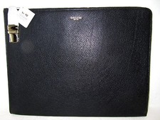 Coach Brand New Crosby Push Lock Black Leather Zip Top Portfolio 61230 NWT $248 picture