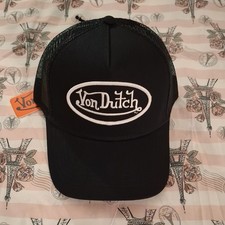 VON DUTCH BLACK TRUCKER HAT MESH BACK LOGO SOLID MEN'S ONE SIZE picture