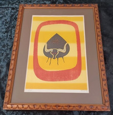 Keith Llewellyn De Carlo - Bull Signed Lithograph Art - Vintage Framed w/ COA picture