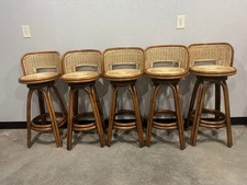 Wicker Rattan Bamboo Barstools Vintage picture