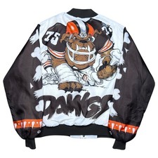 Vintage 1990s NFL Cleveland Browns Dawgs Chalk Line Fanimation Bomber Jacket L  picture