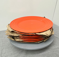 RACHAEL RAY DOUBLE RIDGE TANGERINE ORANGE 11 DINNER PLATES L008 SET OF 6 NEW picture