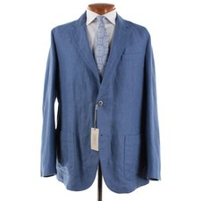 Brioni NWD Linen Blend Sport Coat Size XXL In Solid Blue picture