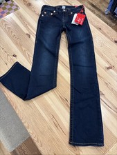 NWT True Religion Billie Mid Rise Straight W27 Dark Wash picture