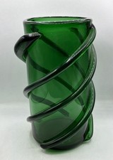 VTG mCM Double Helix Spiral Glass  Vase Green Large picture