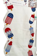 ENVOGUE TABLE RUNNER (1) PATRIOTIC POPSICLES SCALLOPED 14 X 70 IN POLYESTER NWT picture