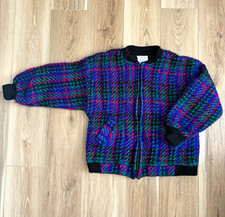 Boyne Valley Weavers Wool Plaid Full Zip Cardigan Sweater Women’s L/XL picture