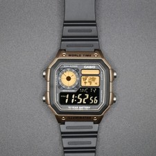 CASIO AE-1200WHD. Royale World Time Watch Mod. Gold Filter. Negative Display picture