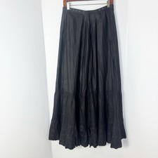 Antique 1900s The Elite Petticoat Edwardian Black Adjustable 27-30 Tiered Sateen picture