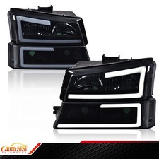 LED DRL Headlights Bumper Lamps Black/Smoked Fits 2003-06 Silverado Avalanche picture