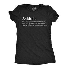 Womens Funny T Shirts Askhole Definition Sarcastic Graphic Novelty Tee for picture