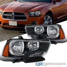 Black Headlights Fit 2011-2014 Dodge Charger Halogen Headlamps Left+Right 11-14 picture