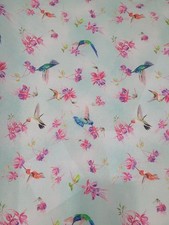 1 Yard 100% Cotton Fabric Benartex Hummingbird Fuchsia Floral Aqua Pink picture