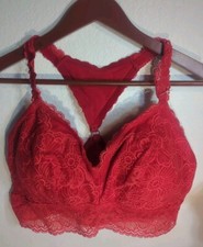 Aerie Softest Lace Padded Bralette Size XL W/Removable Pads-Red Pullover New picture