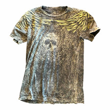 Helix Men’s Gray Cotton Skull Wings Graphic Crew Neck Short Sleeve T-Shirt M/L picture