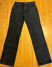 Wrangler Vintage Black Denim Jeans 100% Cotton Straight leg, High Waist. picture
