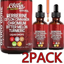 2 Bottles Clean Nutra Berberine with Ceylon Cinnamon Supplement Liquid Drops US picture