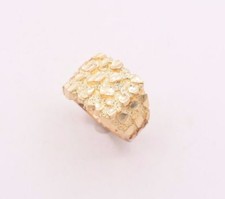 Mens Large Nugget Square Ring Real Solid 10K Yellow Gold ALL SIZES picture