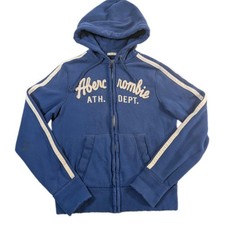 Vtg Y2K Abercrombie & Fitch Muscle Hoodie Full Zip Heavy Sz Med Distressed VTG  picture