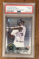 2018 Bowman YORDAN ALVAREZ Scouts’ TOP 100 CHROME card # BTP55 PSA MINT 9 picture
