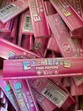 ELEMENTS PINK KING SIZE SLIM ROLLING PAPERS 32 LEAVES NEW (10 PACK) picture