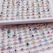 5-100x Wholesale Colorful Crystal Mixed Rings Bulk Finger Band Ring Jewelry Lot picture