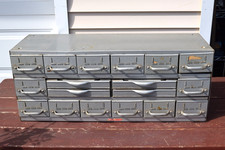 Vintage Equipto 18 Drawer Industrial Steel Parts Storage Cabinet Dividers picture
