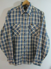 Vintage Wrangler X-Large Blue Plaid LS Button Front Cotton Blend LS Shirt USA  picture