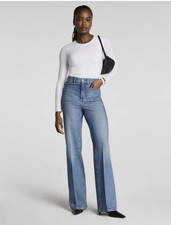 NWT SPANX Shape Authentic 360 Easy Flare Jeans Patch Pockets Elysian - M picture