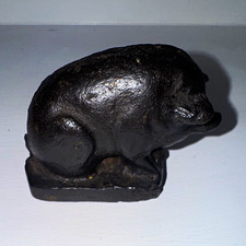 Antique Paperweight A. Pluemer & Co. Cincinnati, Ohio Sitting Pig Cast Iron picture