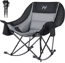 SLSY Oversized Folding Rocking Camping Chair Padded Patio Reclining Lounge Chair picture