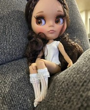 Neo Blythe Doll Matte Face Eyebrows Joint Body Tan Skin Brown Hair Wig Gift Toy picture