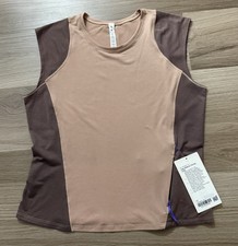New Lululemon Women's Sleeveless Beige Brown Athletic Top. Size 12  picture