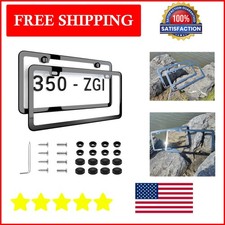 Elegant Chrome Black License Plate Frame, 2 Pack with Complete Installation Kit picture