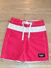Abercrombie & Fitch Board Shorts Size S Pink White Stripe Swim Trunks picture