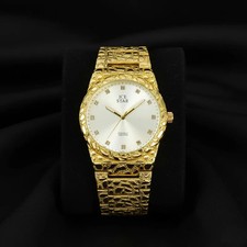 MEN'S ICED LUXURY NUGGET STYLE METAL BAND WRIST BLING WATCH HIP HOP FASHION picture