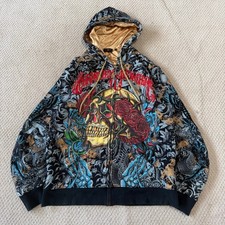 Y2K Christian Audigier Zip Up Hoodie XXL Skull AOP Bedazzle Vintage Ed Hardy picture