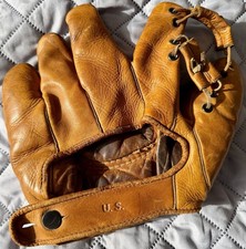 WWII US Army Baseball Glove Goldsmith Elmer Riddle SBW 70 Vintage 1940s picture