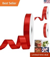 7/8 inch Wide 100 Yards Double Face Red Satin Ribbon Red Fabric Ribbon for Gi... picture