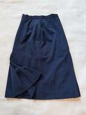 Vintage 1970s GUCCI Navy Wool Skirt Pleated Ford Script Logo Cursive 24” XXS 00 picture