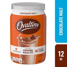 Ovaltine Chocolate Malt Powdered Drink Mix for Hot and Cold Milk Canister 12 oz picture