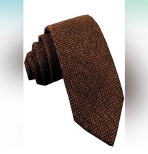 Ceehuteey Men's Suit Necktie Tweed Wool New With Tags Burnt Orange/Black NEW picture