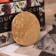 New Cosmetic Beauty Makeup Compact Mirror in Gold Flower Dance with Box picture