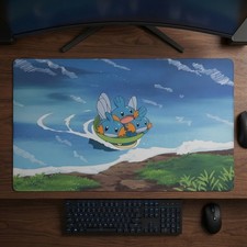 Mudkip and Lotad Custom Standard Size Pokemon TCG Card Games Playmat Mousepad picture