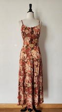 New Anthro Maxi Dress Size Small Mauve Coquette Romantic Brunch Bow Pockets picture
