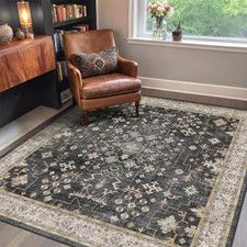 Washable Square 6x6 Area Rug for Reading 6' x (Square), Ashen / Multi picture