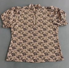 Maeve Anthropologie Rose Jacquard Top Women's 1X Floral Mock Neck Keyhole Blouse picture