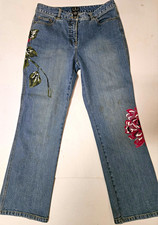 INC International Concept Women's Size10HandPainte FloralDenim StraightLegJeans  picture